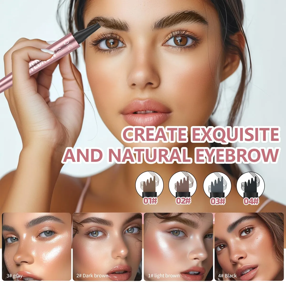 Eyebrow Pencil, 3D Microblade Eyebrow Pen,Smudge-Proof Portable Microblading Eyebrow Pencil,Eye Makeup Long-Lasting Waterproof To Create Exquisite Natural Eyebrow Hair for Women(Black)