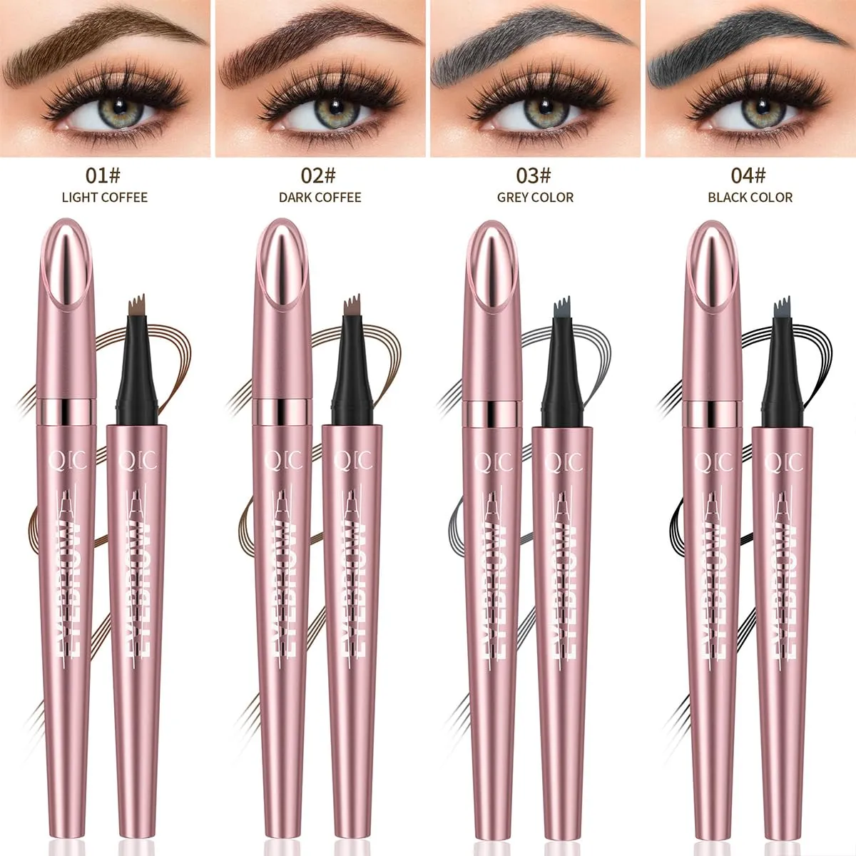 Eyebrow Pencil, 3D Microblade Eyebrow Pen,Smudge-Proof Portable Microblading Eyebrow Pencil,Eye Makeup Long-Lasting Waterproof To Create Exquisite Natural Eyebrow Hair for Women(Black)