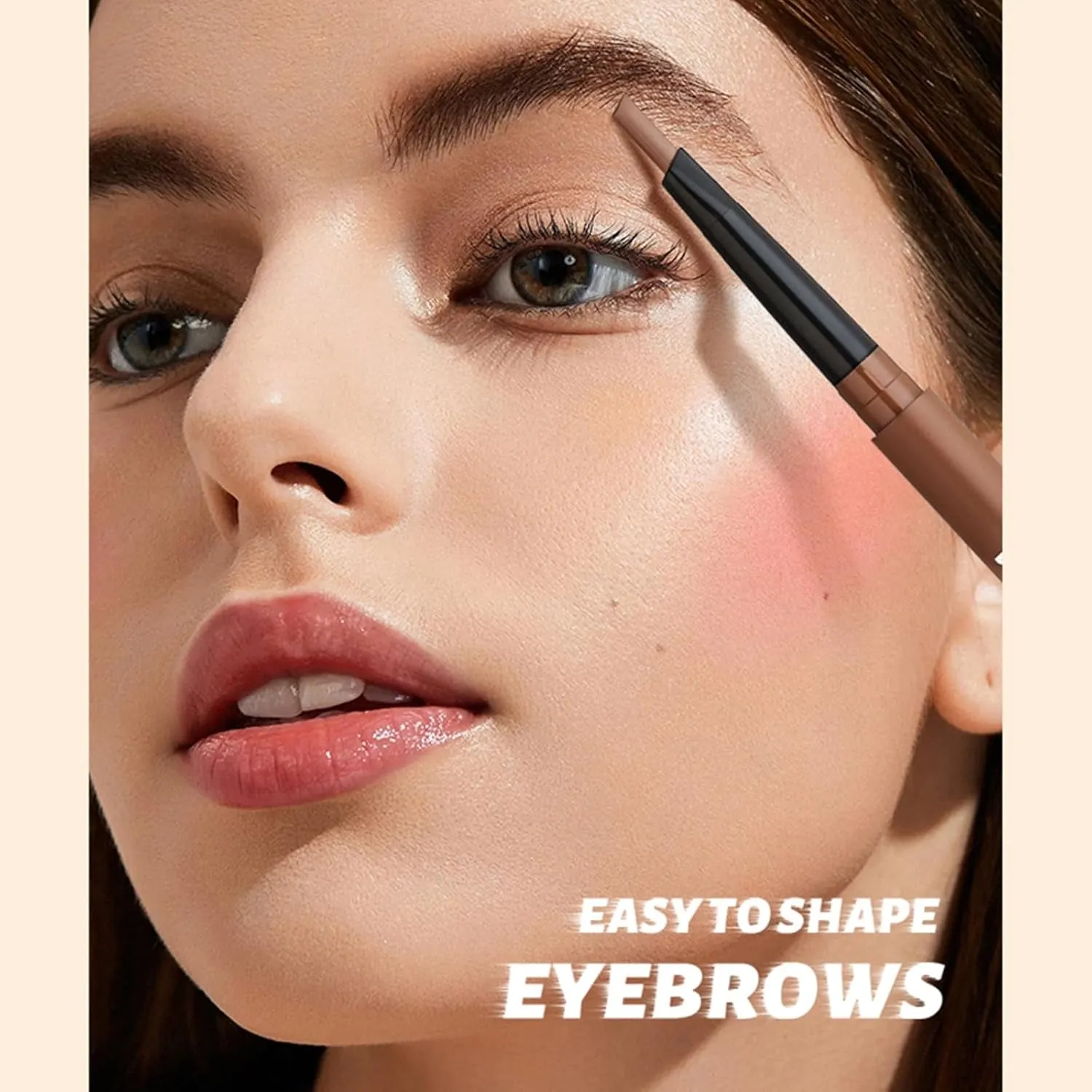 Eyebrow Pencils for Women, Just One Brow Pencil to Create Your Perfect Eyebrow, Fine Crafted Eyebrow Shape, Making Eyebrows Dense and Lively, 3 in 1 Design (Natural Brown)