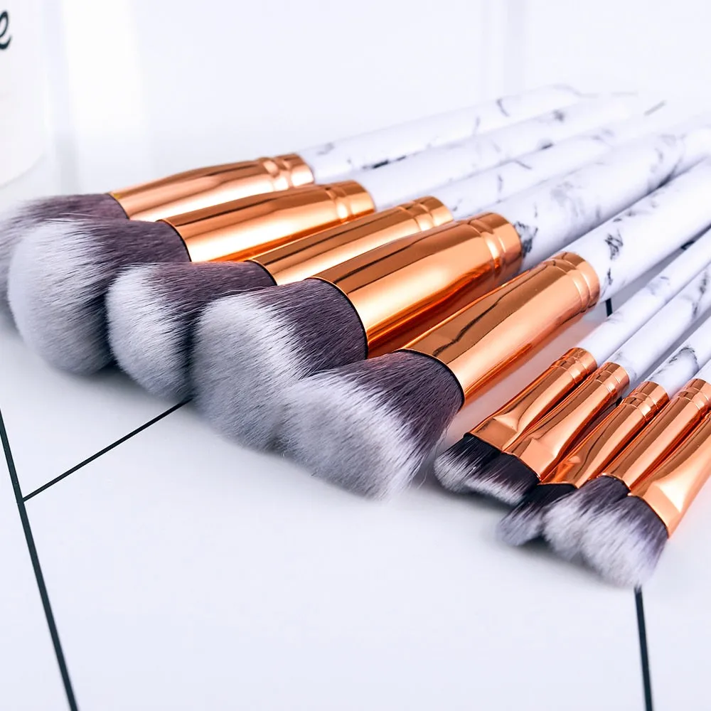FABULOUS & CHIC Professional 10 Piece Marble Makeup Brushes Sets - Ramp up you Beauty Make routine with these!