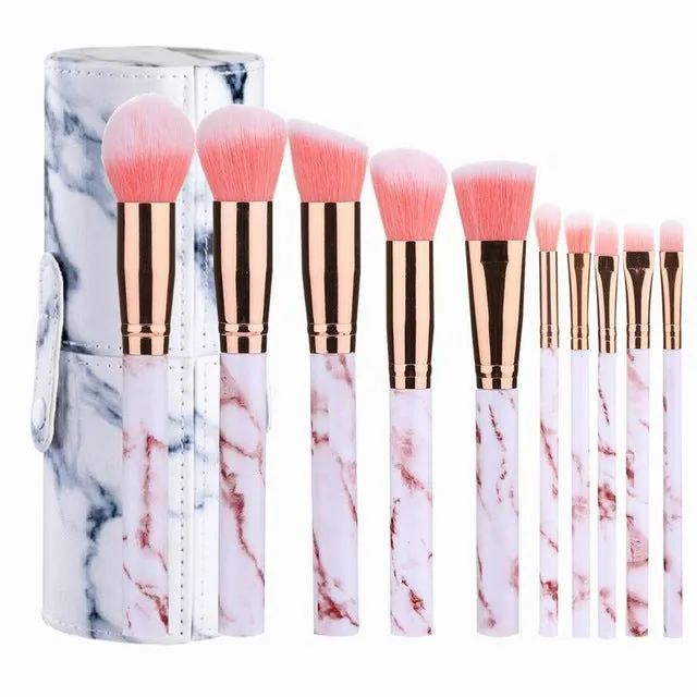 FABULOUS & CHIC Professional 10 Piece Marble Makeup Brushes Sets - Ramp up you Beauty Make routine with these!