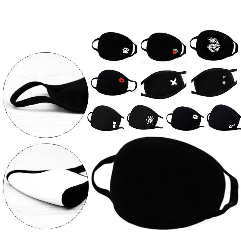 Face mask 3PC Simple Cotton Mask Simple Unisex Black Breathable Mouth
