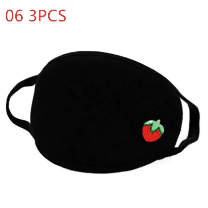 Face mask 3PC Simple Cotton Mask Simple Unisex Black Breathable Mouth