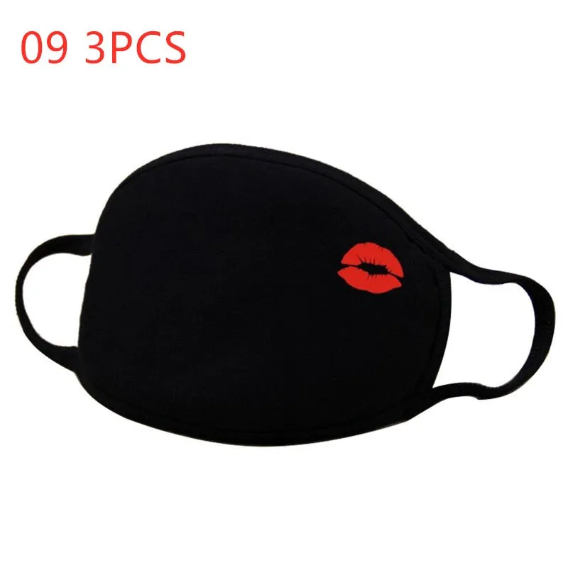 Face mask 3PC Simple Cotton Mask Simple Unisex Black Breathable Mouth