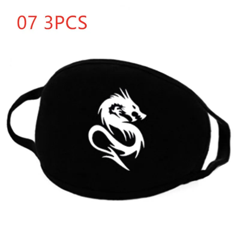 Face mask 3PC Simple Cotton Mask Simple Unisex Black Breathable Mouth