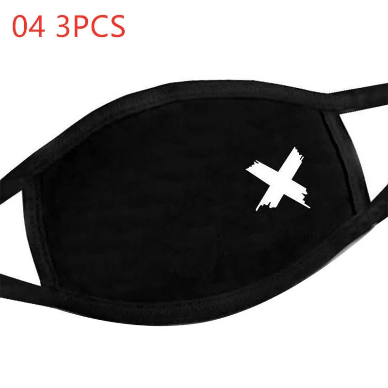 Face mask 3PC Simple Cotton Mask Simple Unisex Black Breathable Mouth