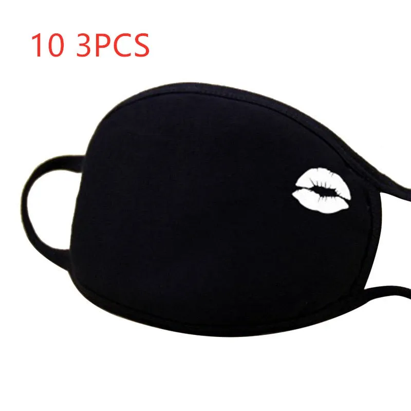 Face mask 3PC Simple Cotton Mask Simple Unisex Black Breathable Mouth