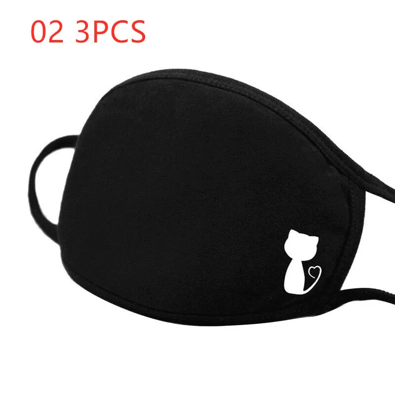 Face mask 3PC Simple Cotton Mask Simple Unisex Black Breathable Mouth