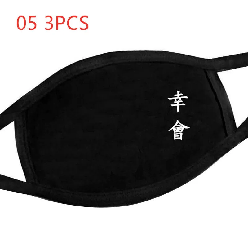 Face mask 3PC Simple Cotton Mask Simple Unisex Black Breathable Mouth