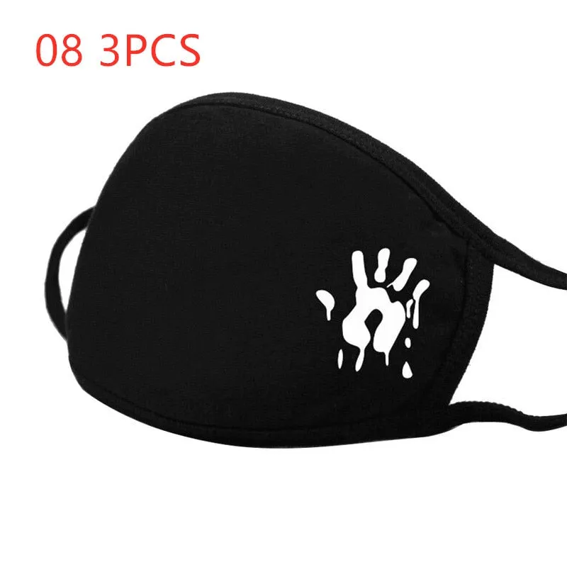 Face mask 3PC Simple Cotton Mask Simple Unisex Black Breathable Mouth