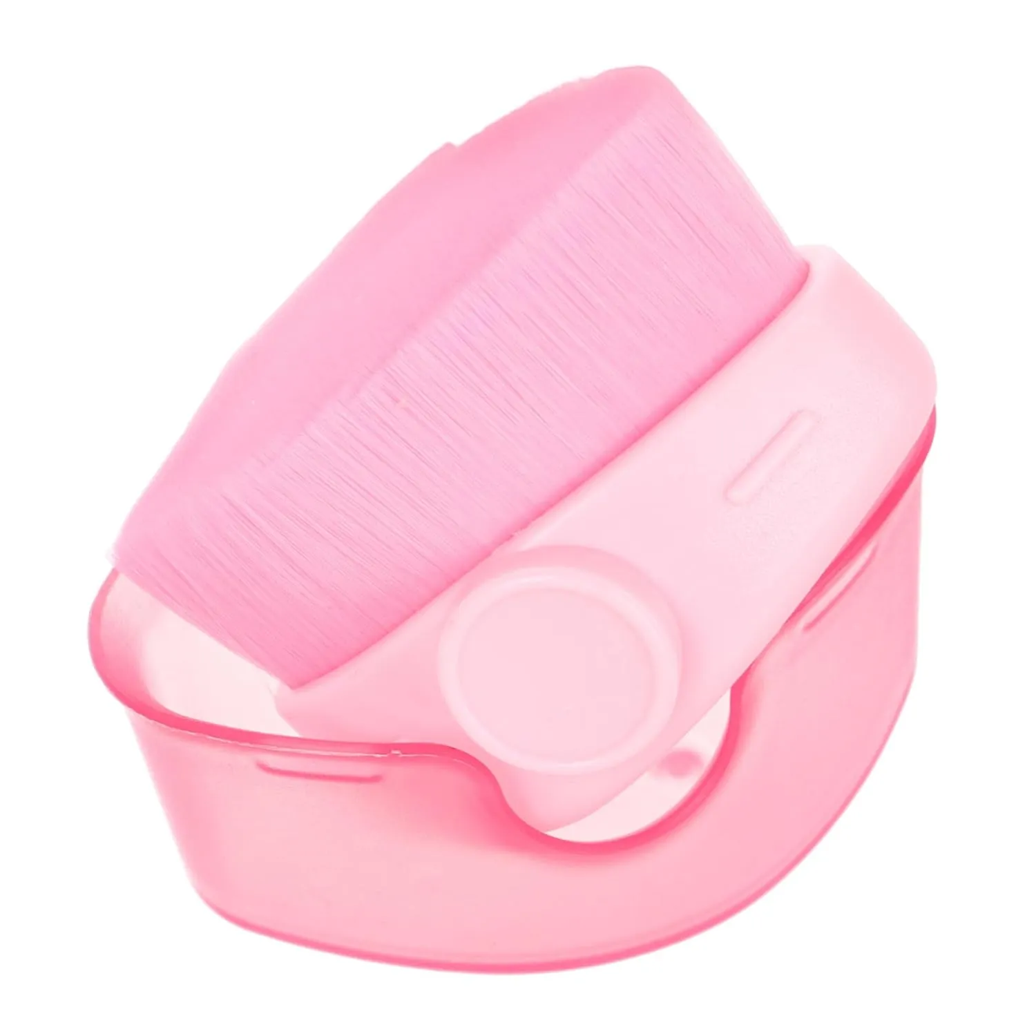 Foundation Brush Travel Soft Flat Applicator Blend Portable Dense Powder Makeup Brushes with Holder for Tanning Brush Cosmetics Brush Small Foundation Liquid Brush Plastic Pink