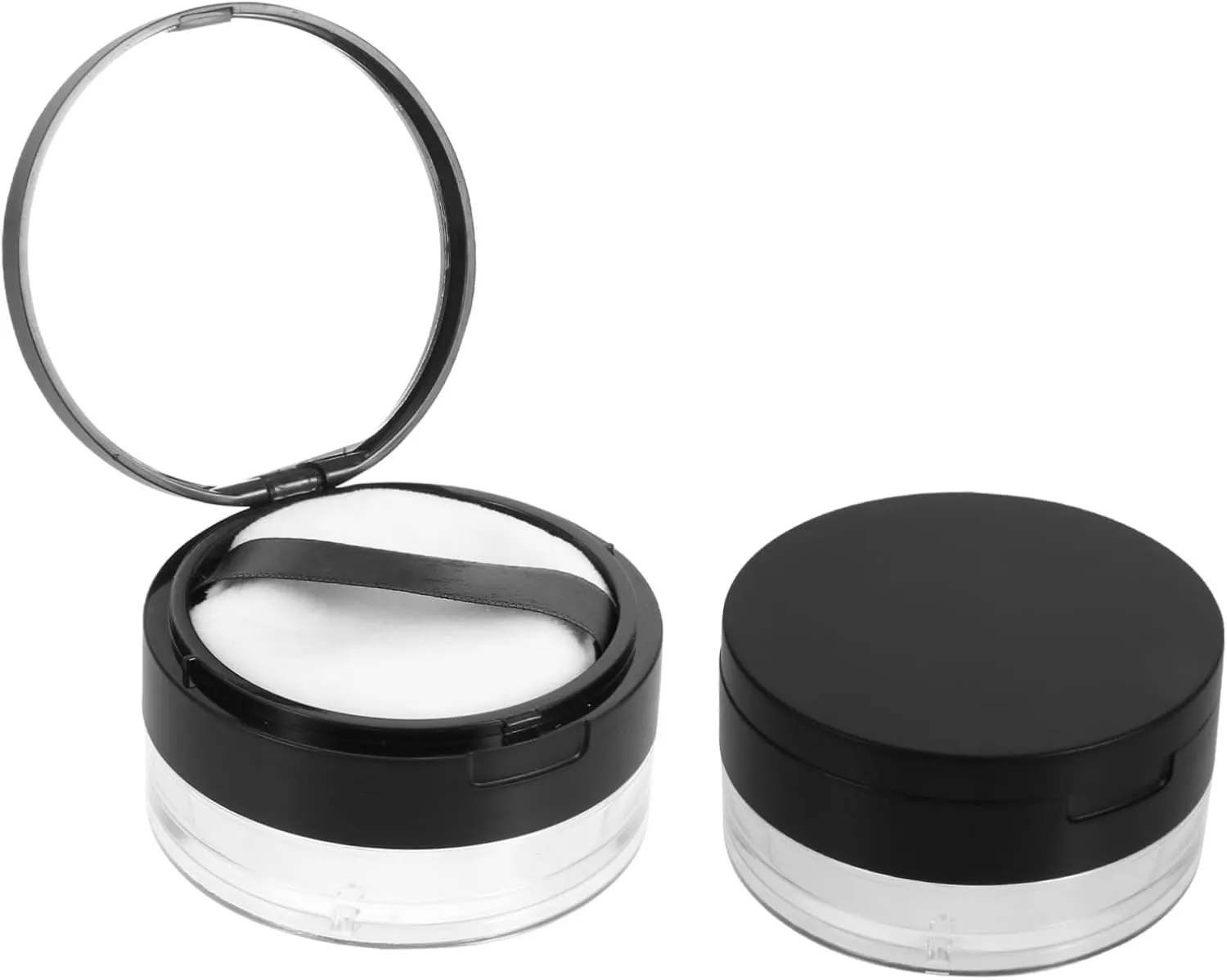 FRCOLOR 2Pcs Travel Case with Mirror Empty Cosmetic Containers for Loose Compact and Lightweight Makeup Box for Daily Use and Travel Black