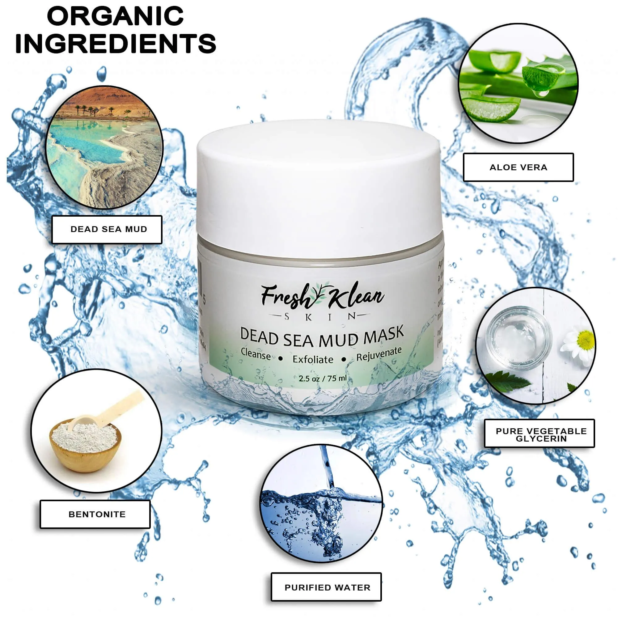 Fresh Klean Skin Dead Sea Mud Mask with Aloe 2.5oz
