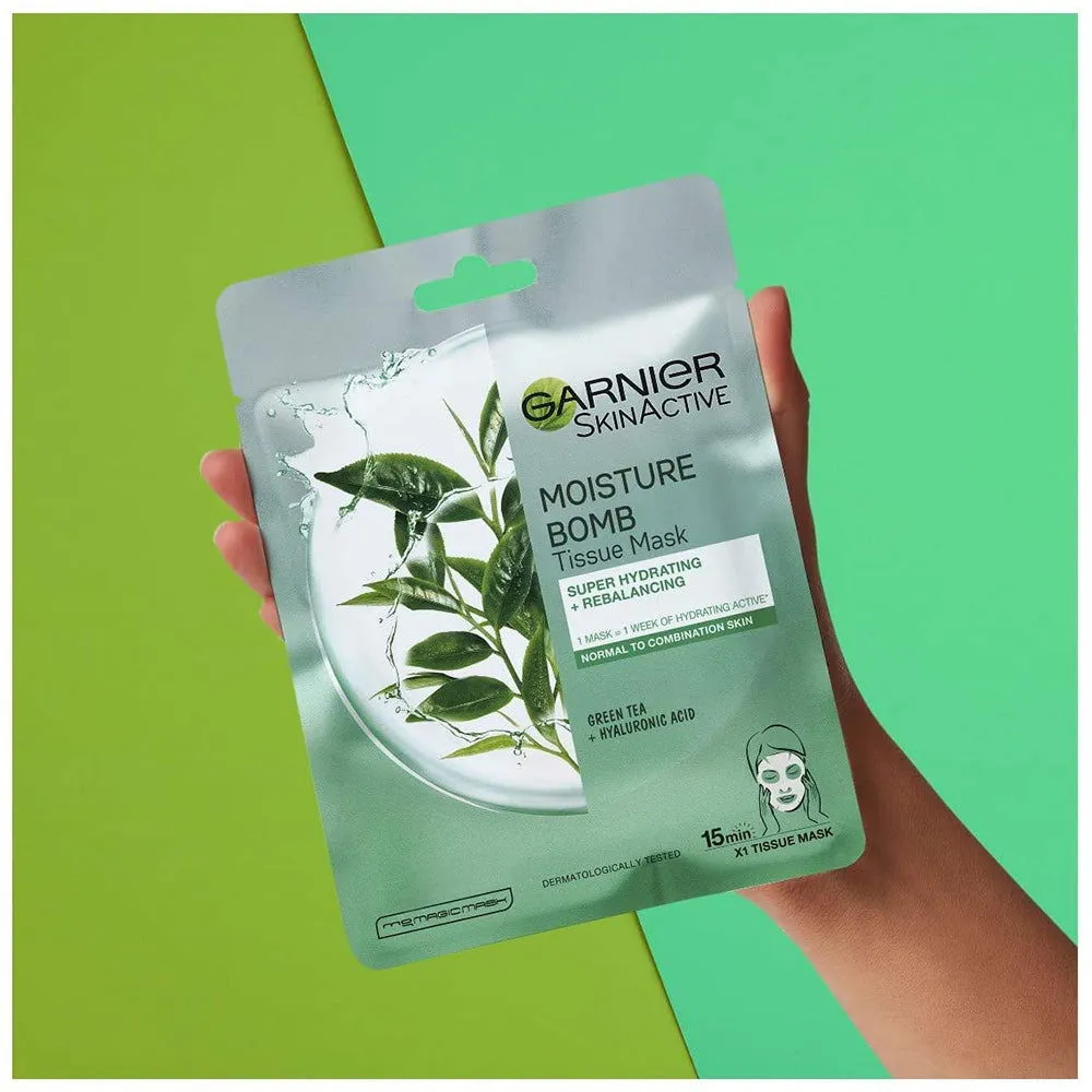 Garnier Moisture Bomb Green Tea Hydrating Tissue Face Sheet Mask
