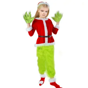 Halloween Green Fur Monster Grinch Cosplay Santa Claus Suits Party Gathering Cosplay Clothes