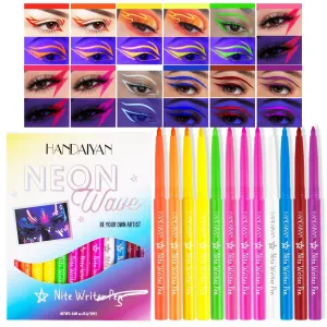 HANDAIYAN UV Fluorescent Festival 12 Colors Eyeliner Set