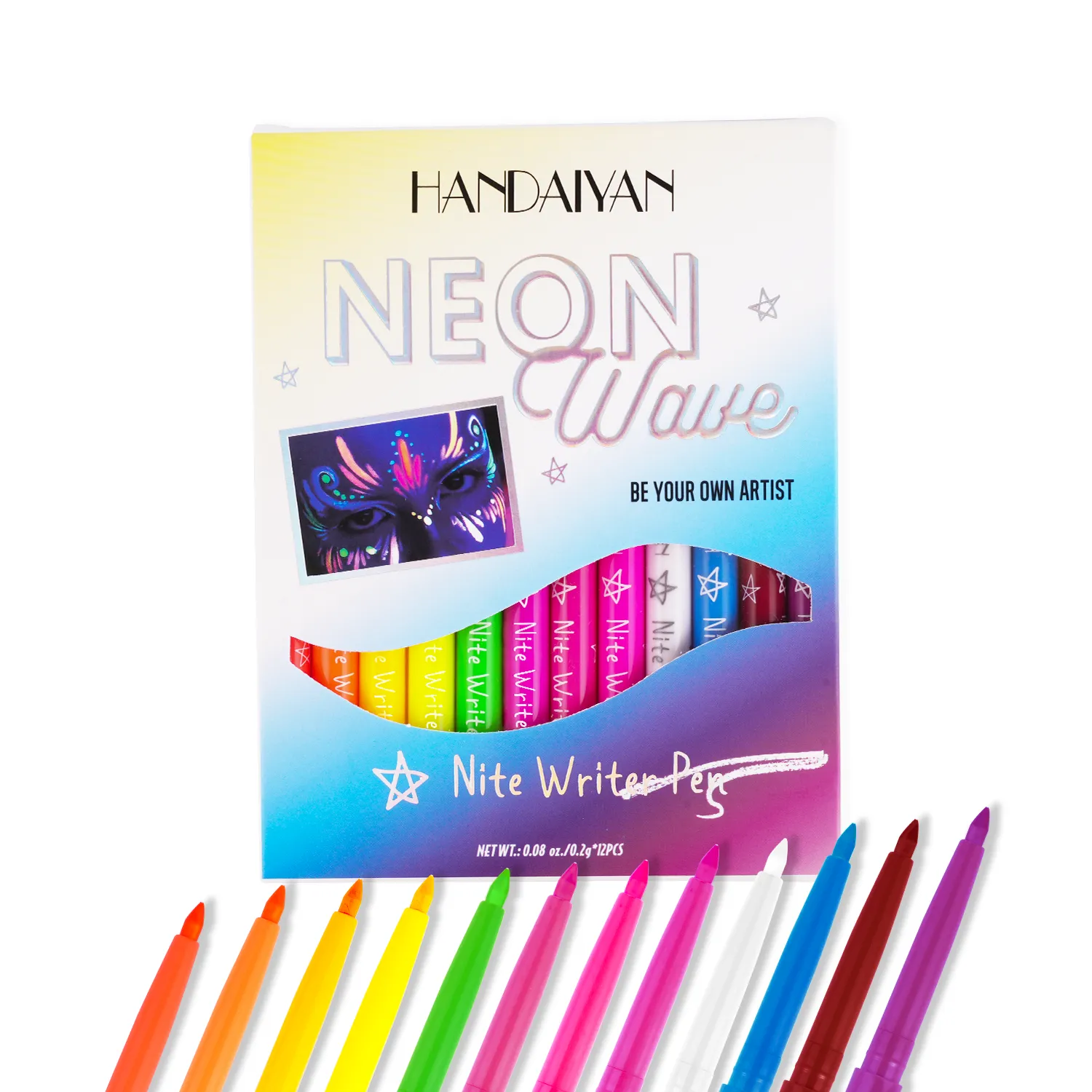 HANDAIYAN UV Fluorescent Festival 12 Colors Eyeliner Set