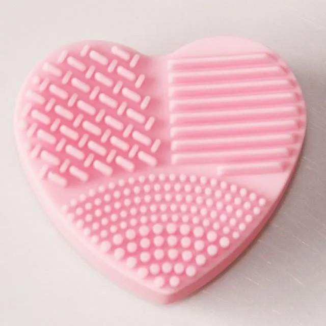 Heart Shape Silica Glove Scrubber Board Cosmetic Cleaning Makeup Brush
