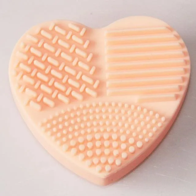 Heart Shape Silica Glove Scrubber Board Cosmetic Cleaning Makeup Brush