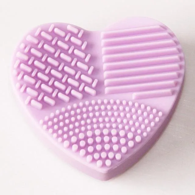 Heart Shape Silica Glove Scrubber Board Cosmetic Cleaning Makeup Brush