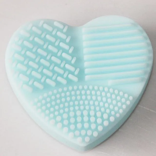 Heart Shape Silica Glove Scrubber Board Cosmetic Cleaning Makeup Brush