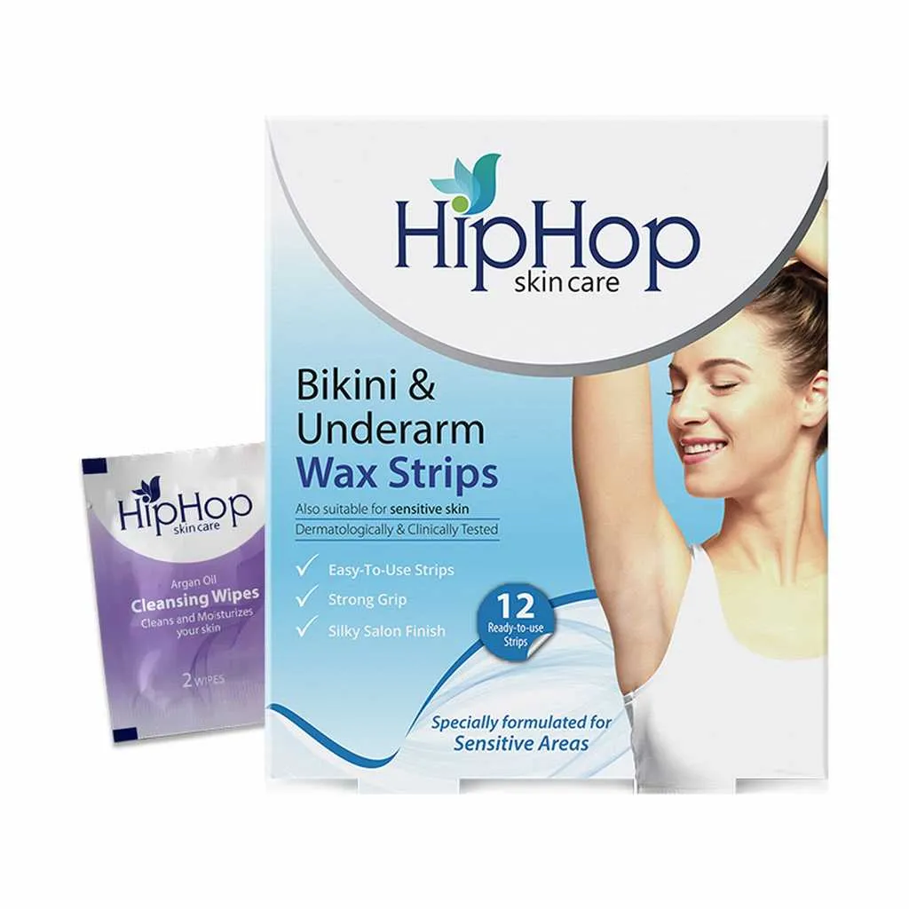 HipHop Bikini & Underarm Wax Strips (Argan Oil, 12 Strips)   Instant Makeup Remover Wipes (Micellar water, 30 Wipes)