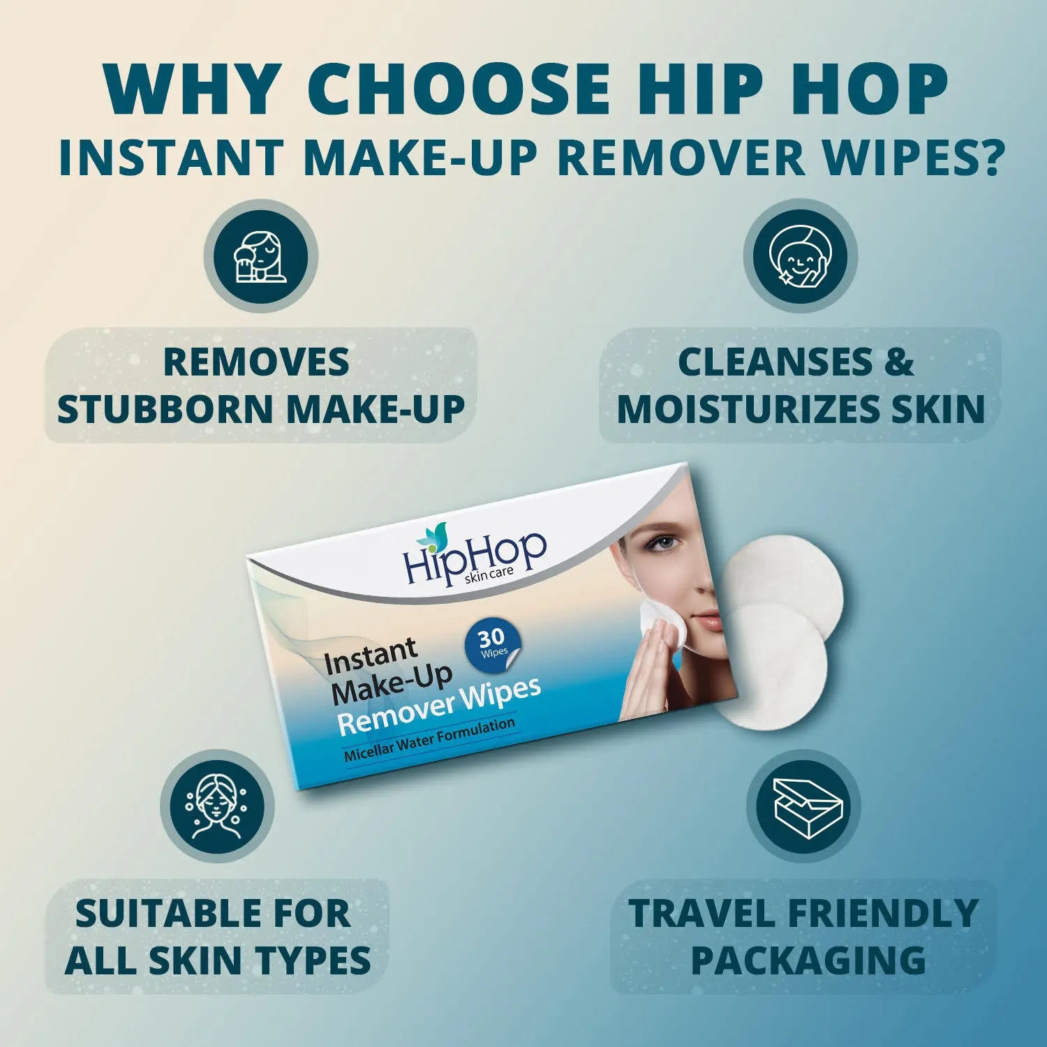 HipHop Bikini & Underarm Wax Strips (Argan Oil, 12 Strips)   Instant Makeup Remover Wipes (Micellar water, 30 Wipes)
