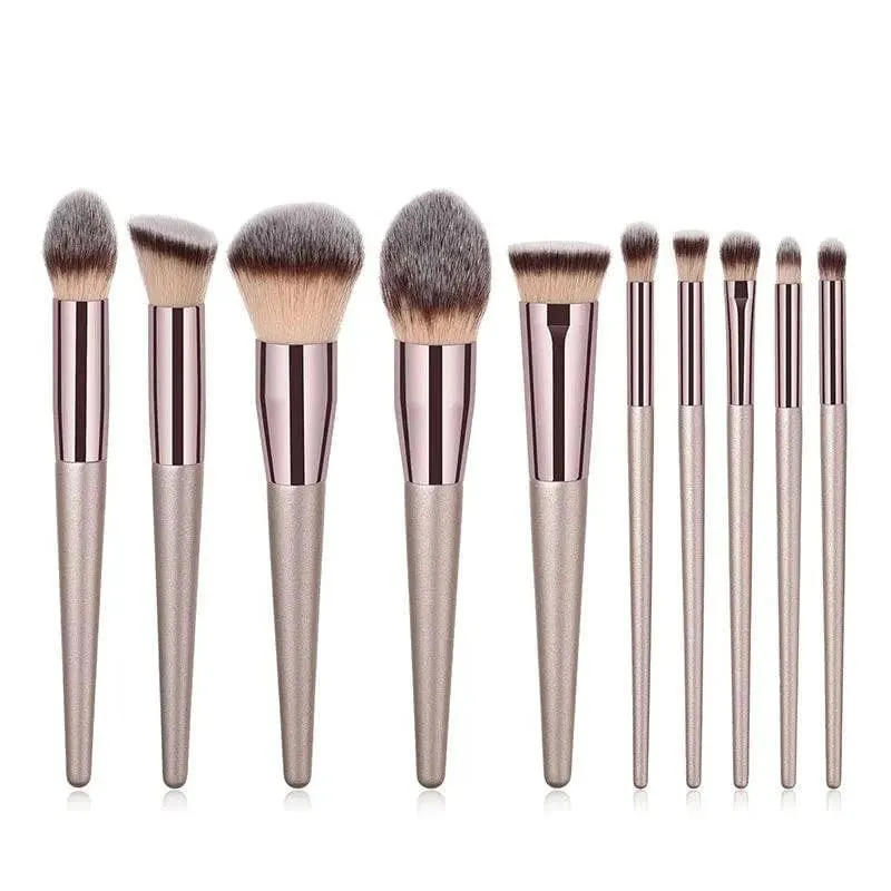 Hot Champagne Makeup Brushes Set for Women Cosmetic Foundation Powder Blush