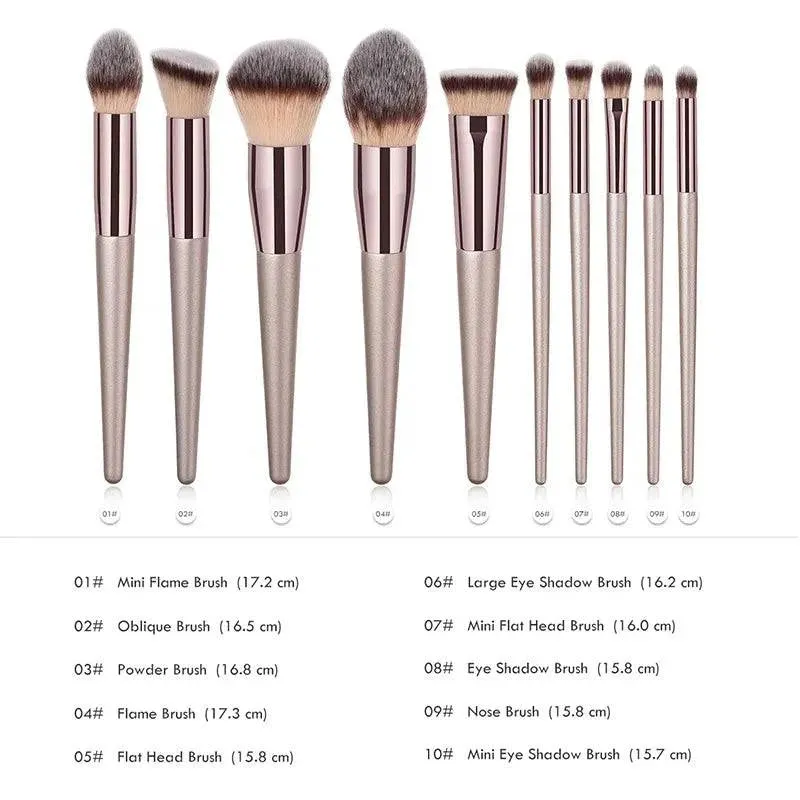 Hot Champagne Makeup Brushes Set for Women Cosmetic Foundation Powder Blush