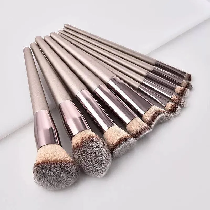 Hot Champagne Makeup Brushes Set for Women Cosmetic Foundation Powder Blush