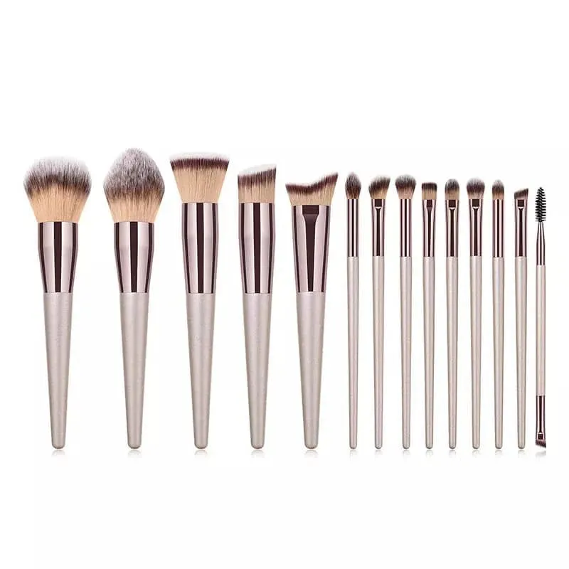 Hot Champagne Makeup Brushes Set for Women Cosmetic Foundation Powder Blush