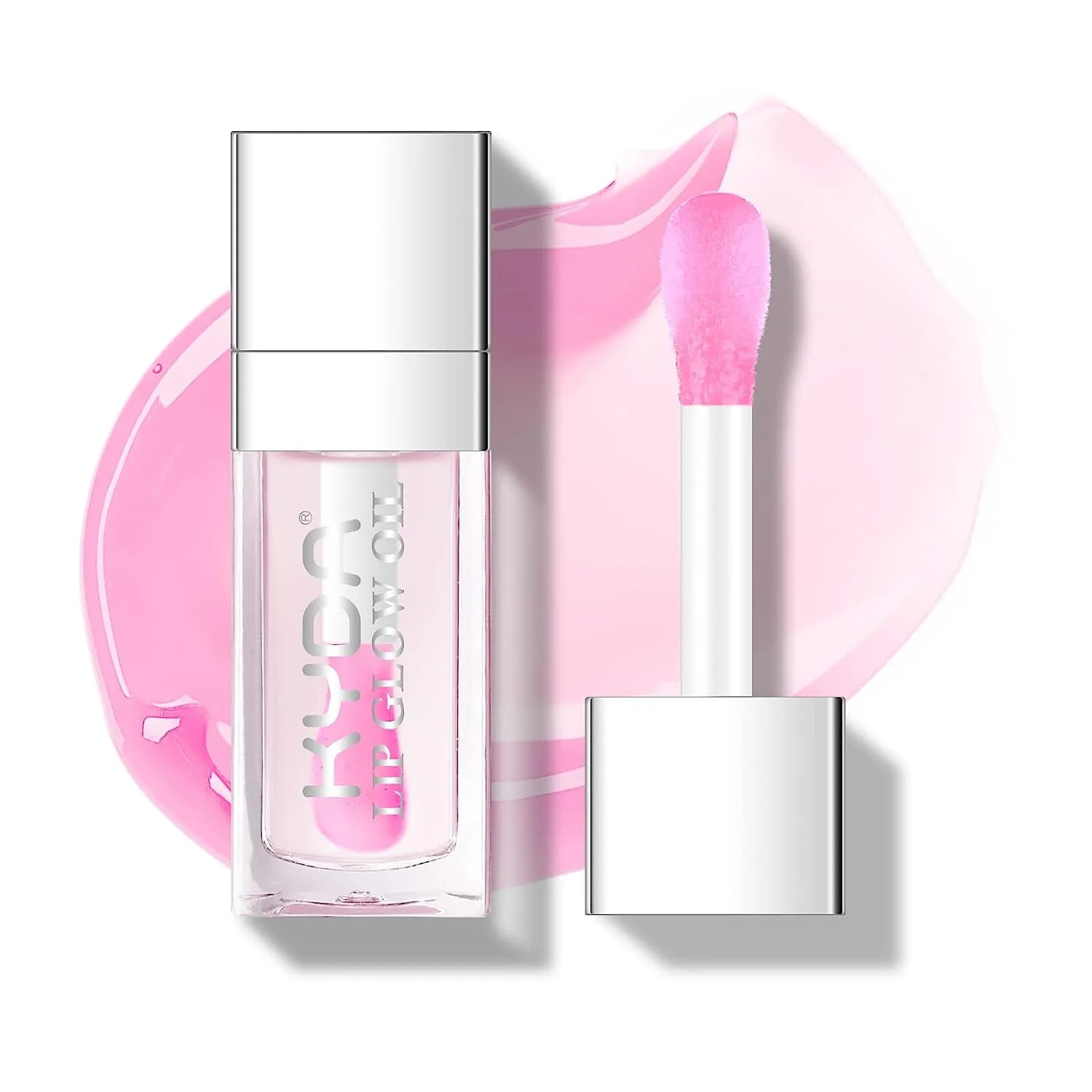 Hydrating Lip Glow Oil, Clear to Pink, Color Change Effect, Moisturizing Transparent Plumping Lip Oil Tinted for Lip Care and Dry Lips, by Ownest Beauty