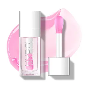 Hydrating Lip Glow Oil, Clear to Pink, Color Change Effect, Moisturizing Transparent Plumping Lip Oil Tinted for Lip Care and Dry Lips, by Ownest Beauty