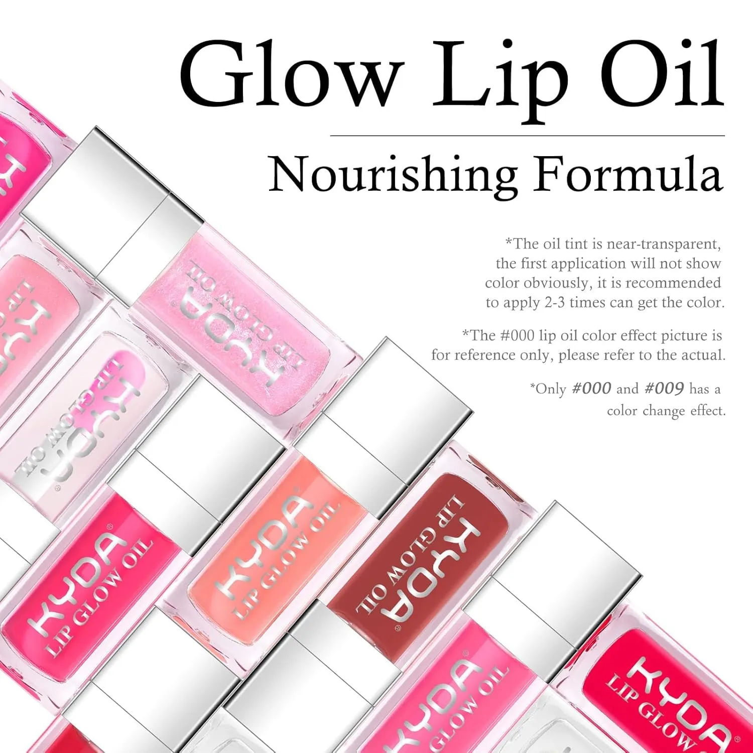Hydrating Lip Glow Oil, Clear to Pink, Color Change Effect, Moisturizing Transparent Plumping Lip Oil Tinted for Lip Care and Dry Lips, by Ownest Beauty