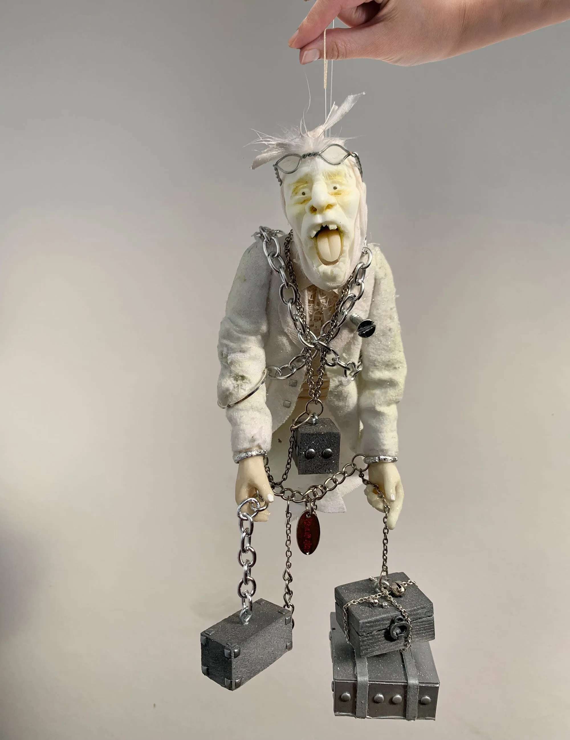 Jacob Marley Christmas Ornament - Glows in the dark - Unique take on Dickens character - Perfect gift for a Christmas Carol collector