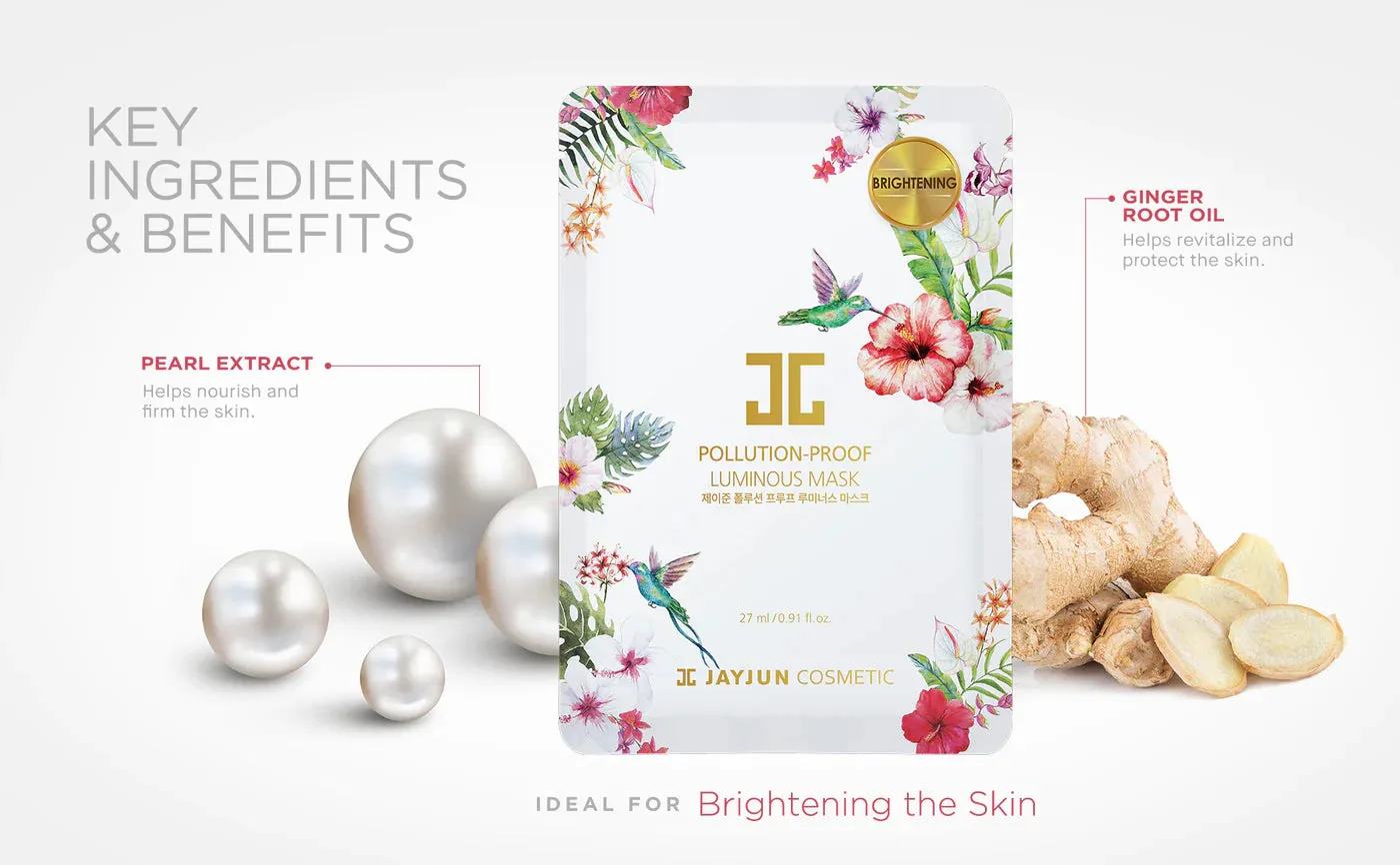 JAYJUN Pollution Proof Luminous Sheet Mask Pack قناع ورقي بالؤلؤ