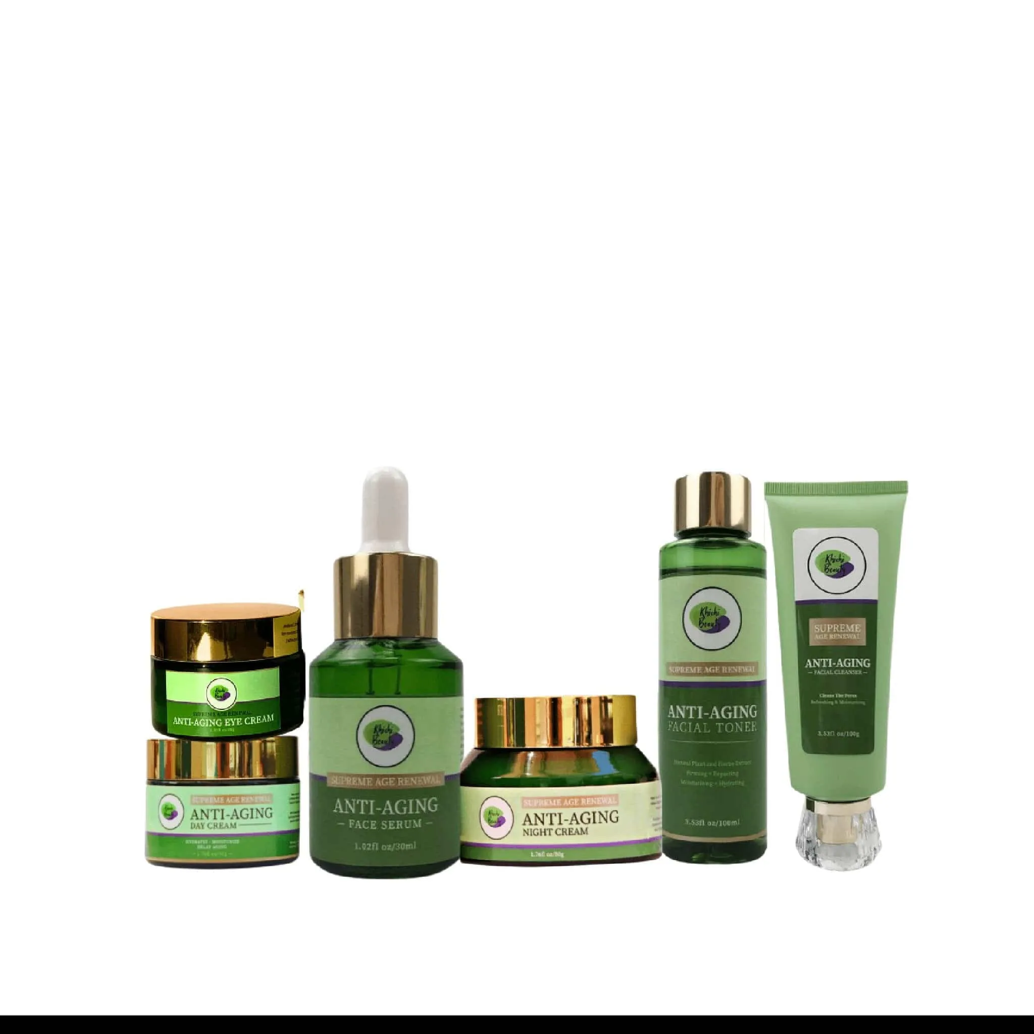Khichi Beauty 6 pc Supreme Age Renewal Anti-Aging Skincare Set.