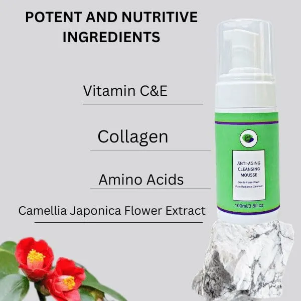 Khichi Beauty Anti-aging Cleansing Mousse, Gentle Foam Wash, Pure Radiance Cleanser 3.5 oz (100ml).