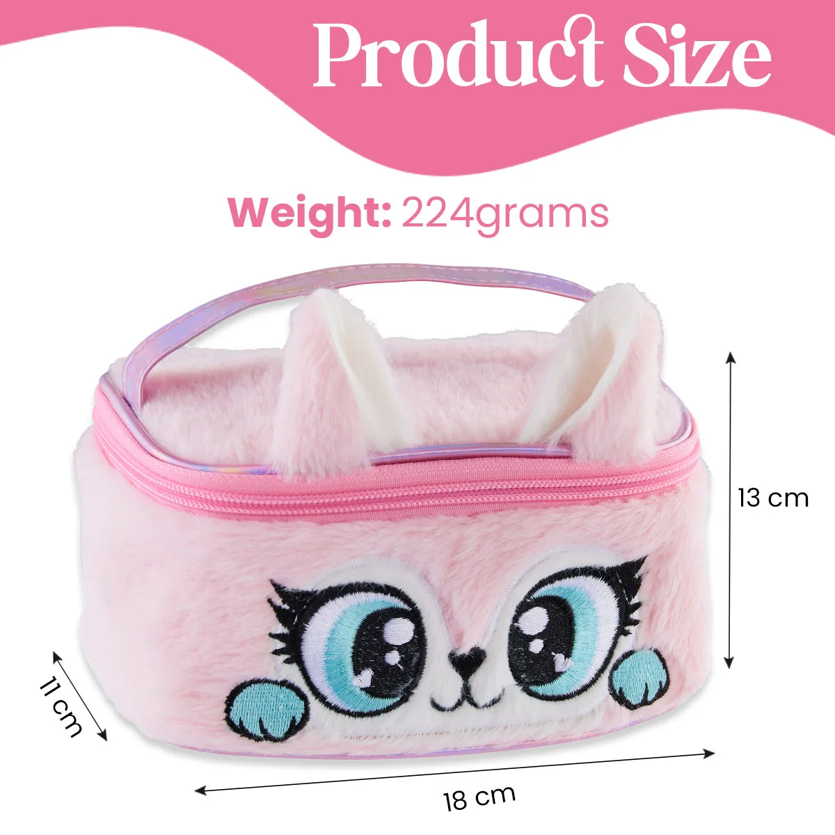 Kids Makeup Sets for Girls - Plush Beauty Case with Nail Varnish & Lipgloss - Pink