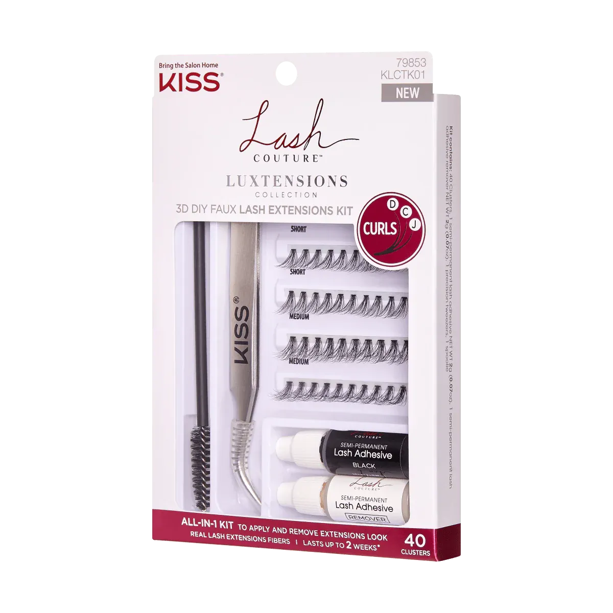 KISS lash couture luxtensions collection 3D flaux lash extensions kit 40 clusters  بكج رموش اكستنشن تدوم لاسبوعين