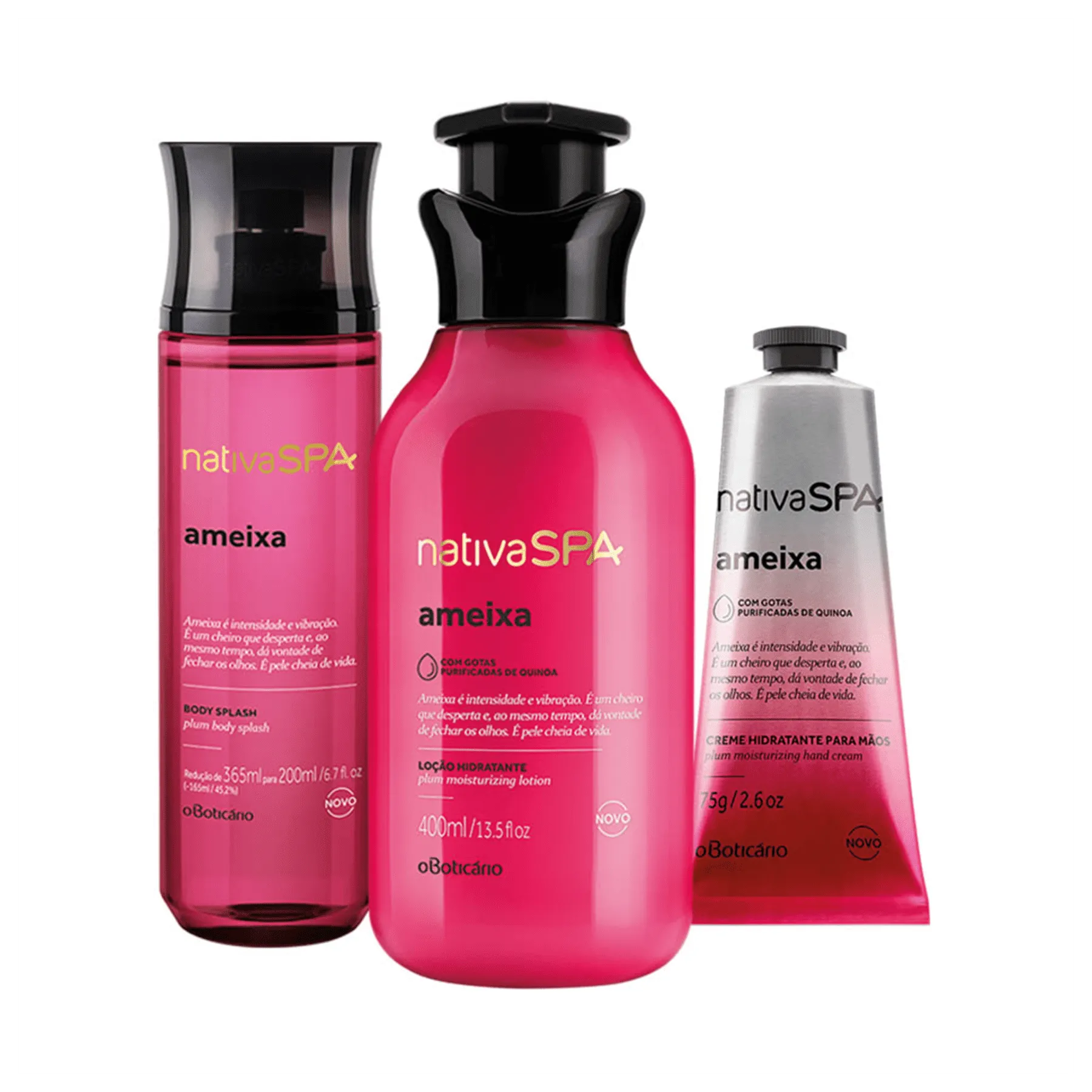 Kit Native Spa Plum: Body Splash Deodorant Cologne   Moisturizing Deodorant Lotion   Deodorant Cream Moisturizing Hands - o Boticario