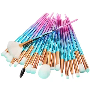 KOLIGHT® Pack of 20pcs Cosmetic Eye Shadow Sponge Eyeliner Eyebrow Lip Nose Foundation Powder Makeup Brushes Sets (blue pink)
