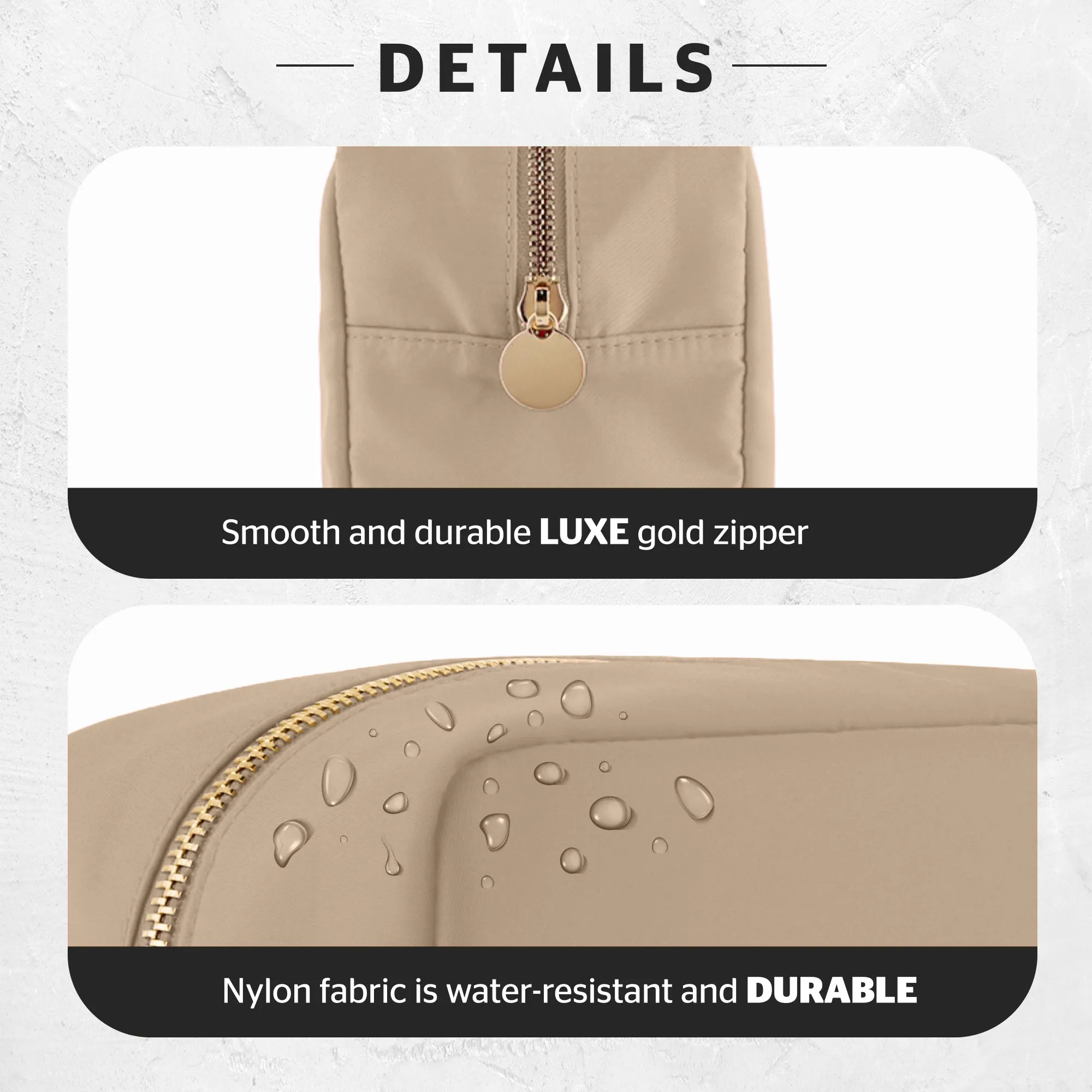 Large Makeup Bag Beige - Travel Toiletry Bag For Women