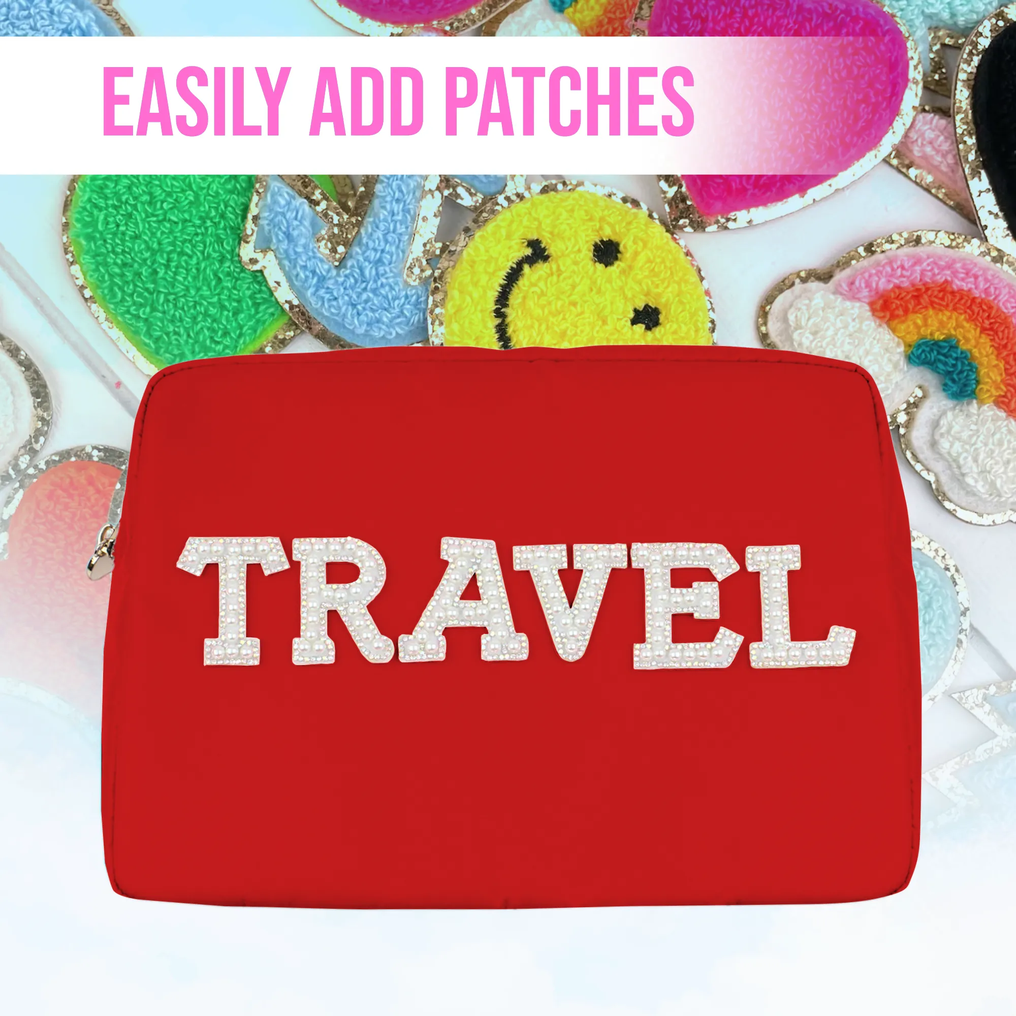 Large Makeup Bag Red - Travel Toiletry Bag For Women