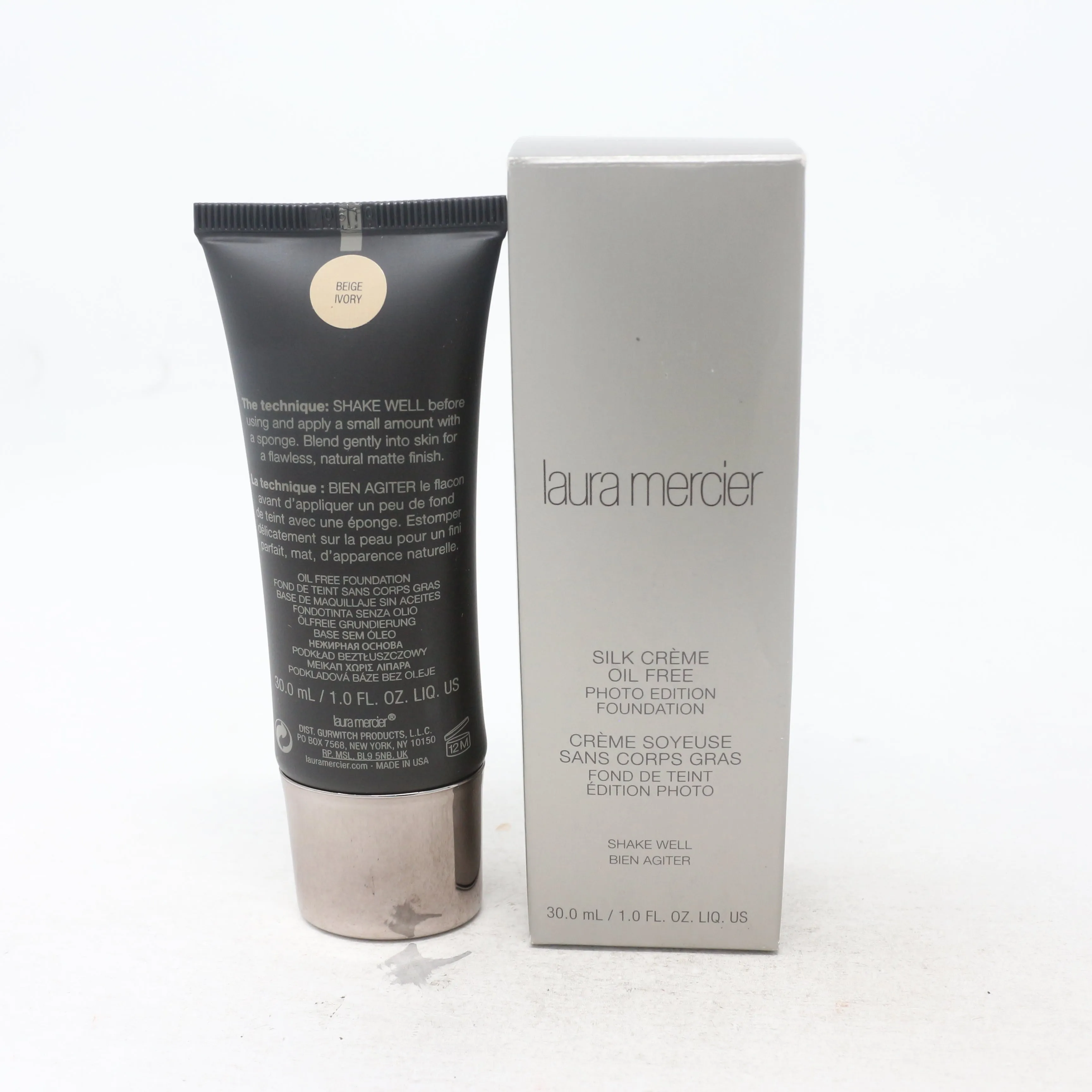 Laura Mercier Silk Creme Oil Free Photo Edition Foundation 1oz Beige Ivory New