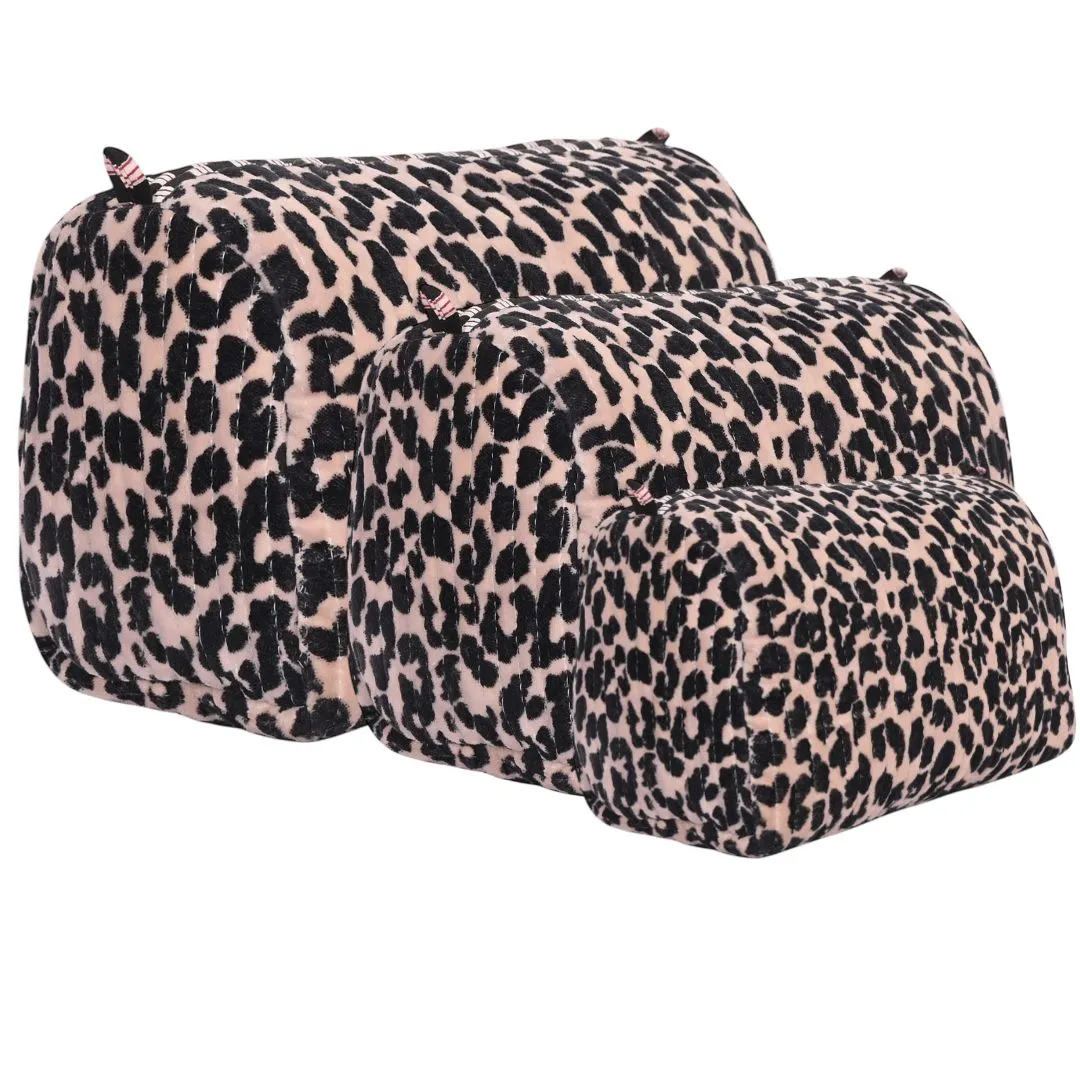 Leopard Velvet 3 Piece Travel Set