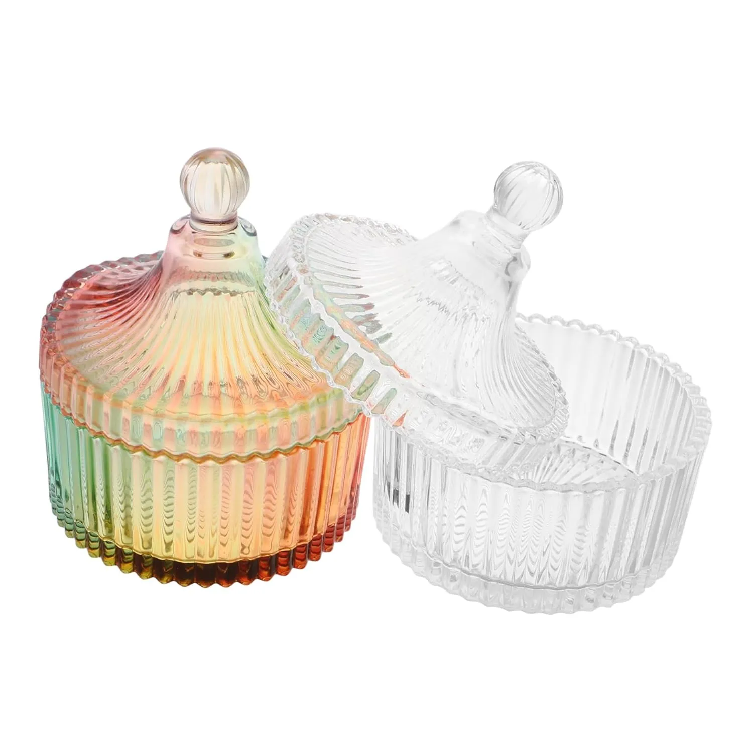 LIFKOME Organizing Glass Makeup Puff Box Trinket Storage Compact Travel Powder Container Sturdy Design