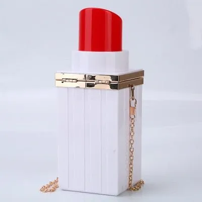 Lipstick Acrylic Handbags Personality Evening Clutches Women Wedding Wallets Party Prom Purses Chain Shoulder Bags Free Shipping