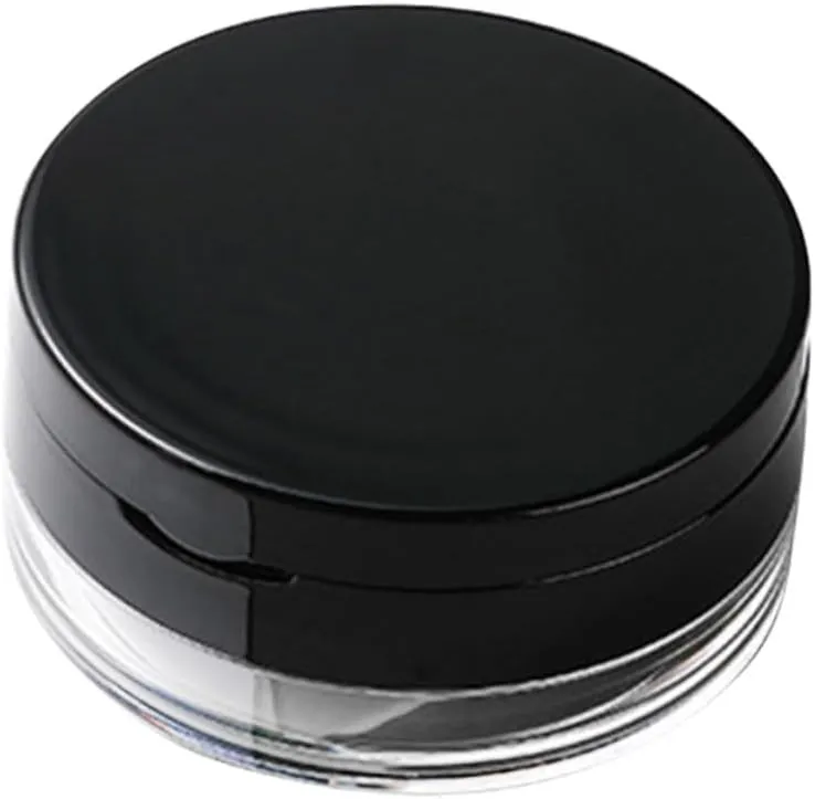 Loose Makeup Container Empty Reusable Case 1pc Portable with Mirror Black Reusable Box