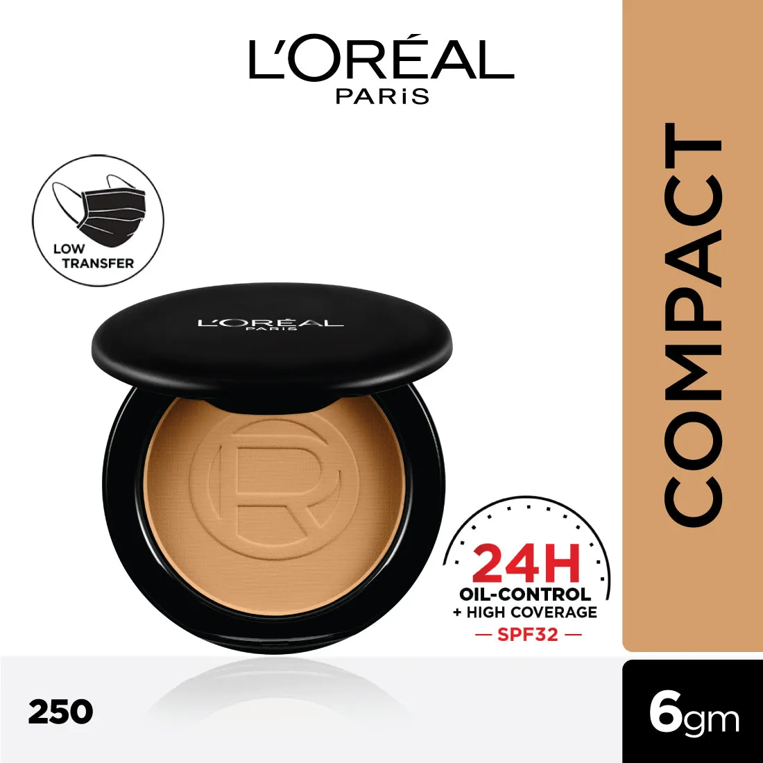 L’Oréal Paris Infallbile 24h Oil Killer High Coverage Compact Powder | Matte-Finish, Lightweight & Blendable & Compact For Face Makeup | With SPF 32 & PA     | 250 Radiant Sand